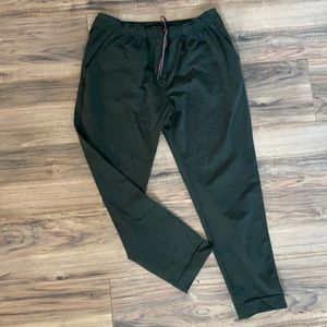 Lulu lemon joggers in an army green color.